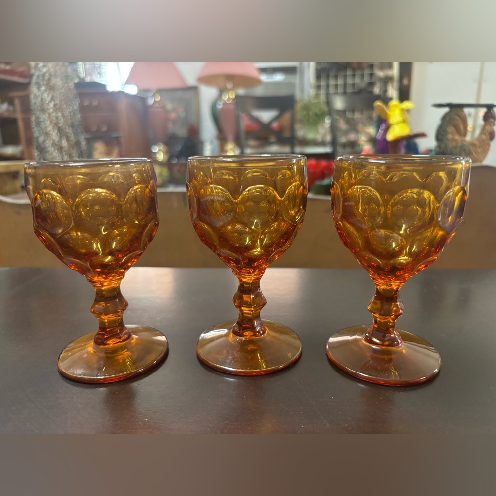 Vintage Imperial Provincial Amber glass Goblets